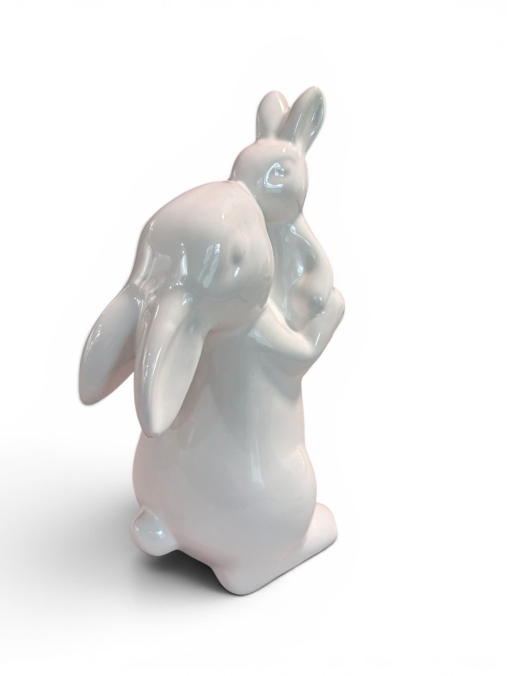 White Ceramic Bunny Figurine - kissing bunnies - Picture 5 of 11
